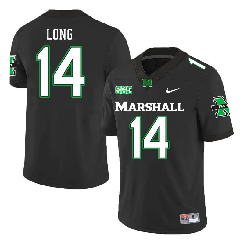 Men #14 JacQai Long Marshall Thundering Herd SBC Conference College Football Jerseys Stitched-Black